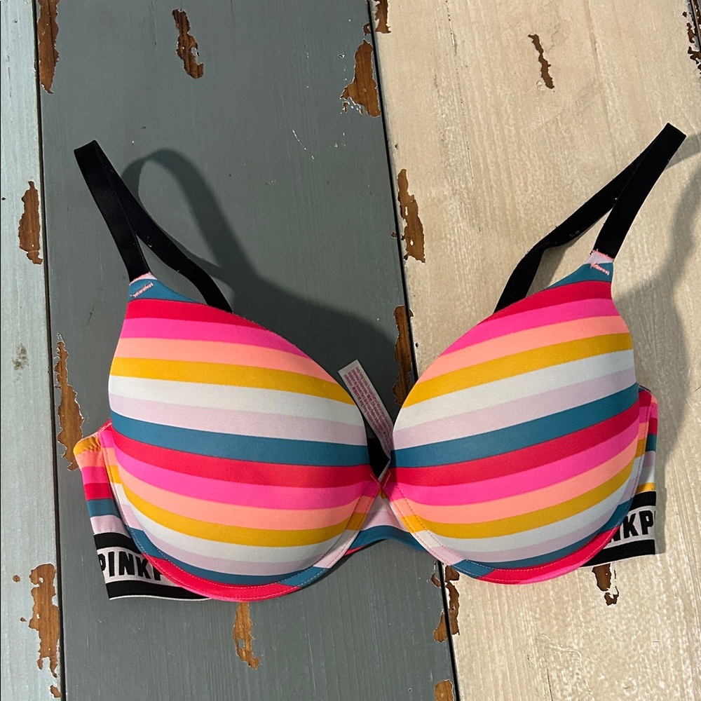 PINK Victoria's Secret Multicolor Striped Bra